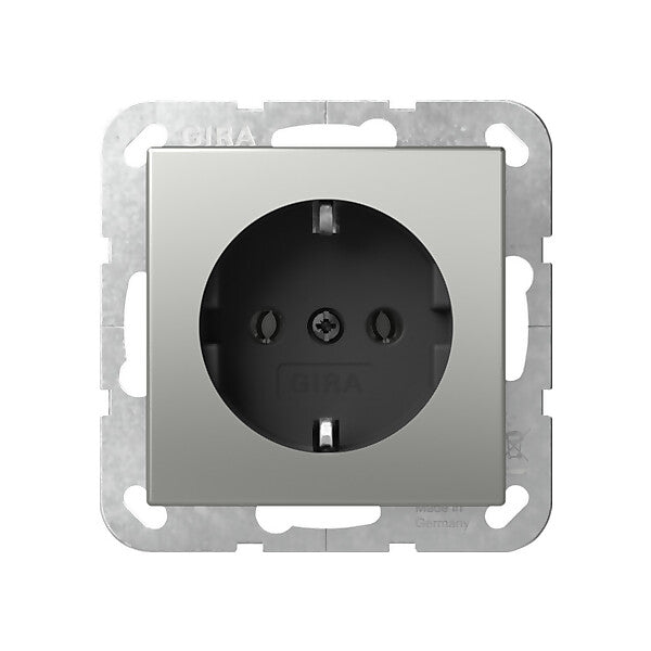 Gira SCHUKO-Steckd. o.Kr. Edelstahl 4466600